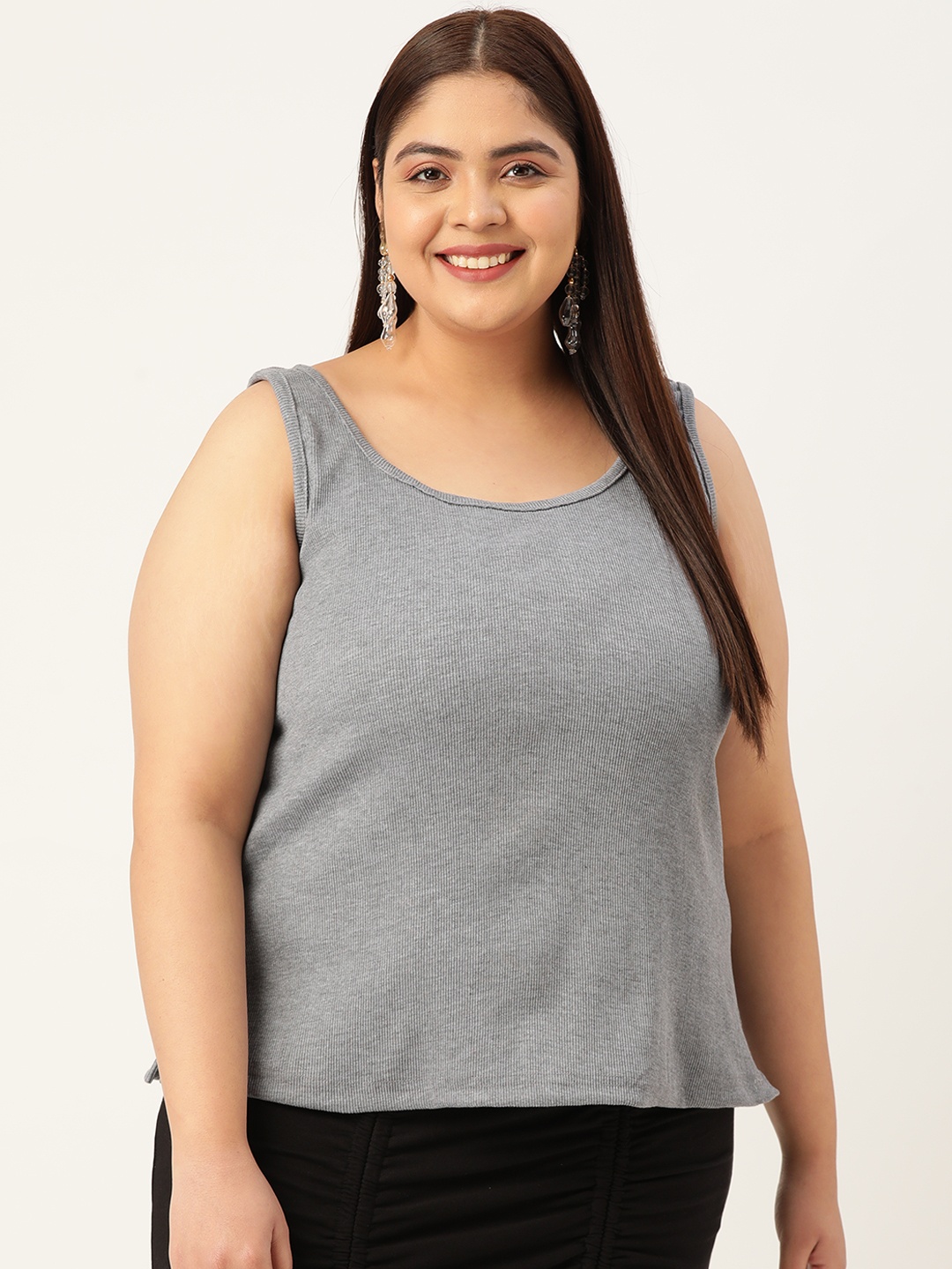 

theRebelinme Plus Size Women Pure Cotton Camisole, Grey