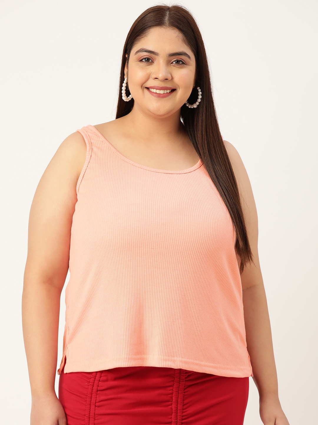

theRebelinme Plus Size Women Pure Cotton Camisole, Peach