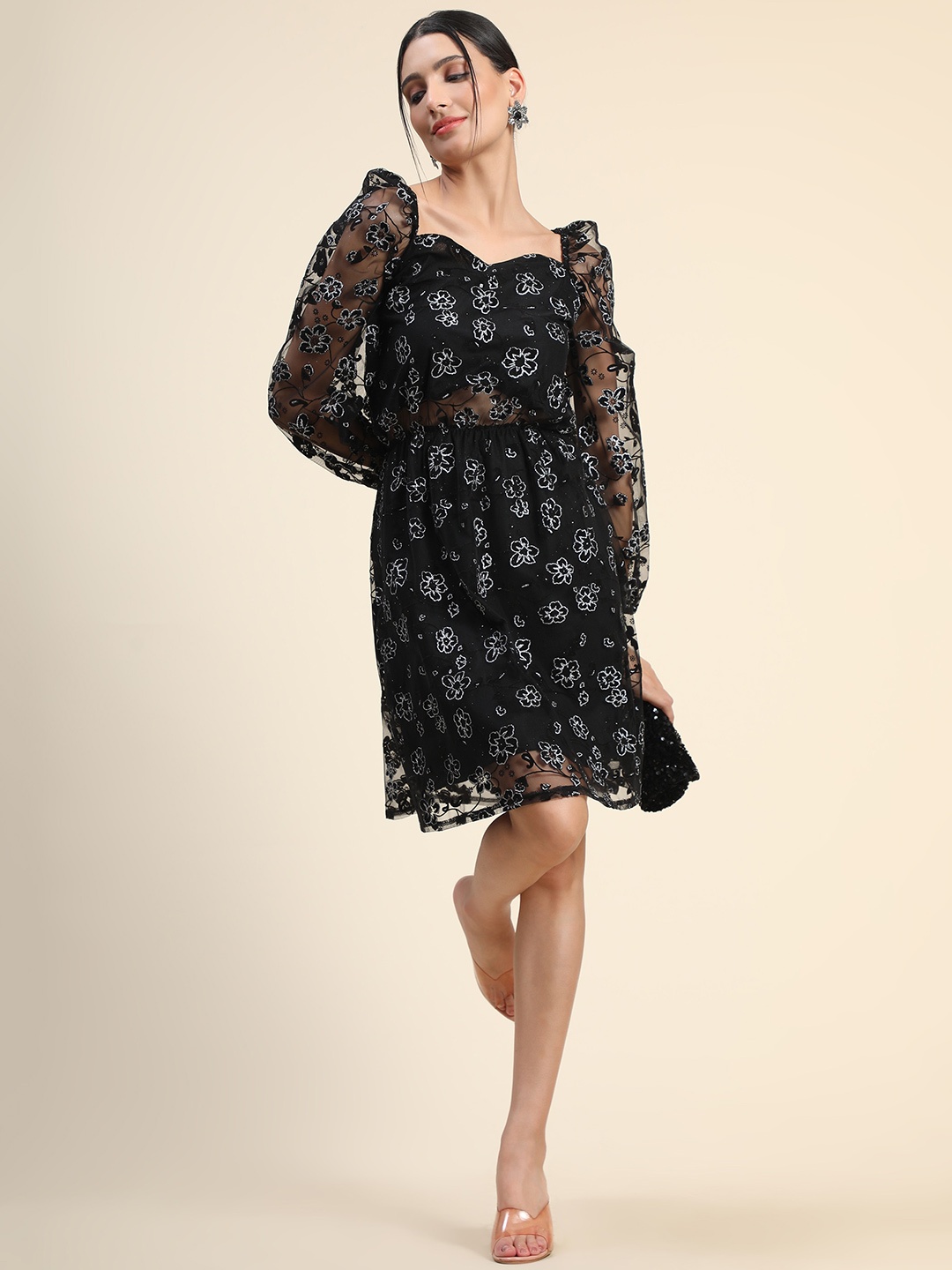 

WESTHOOD Floral Dress, Black