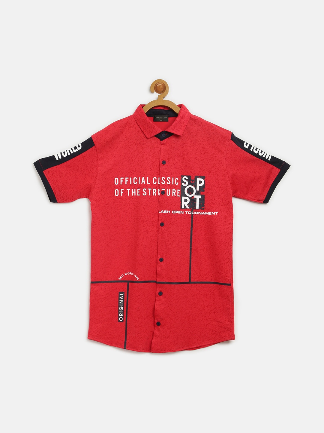 

V2 Value & Variety Boys Comfort Printed Cotton Casual Shirt, Red