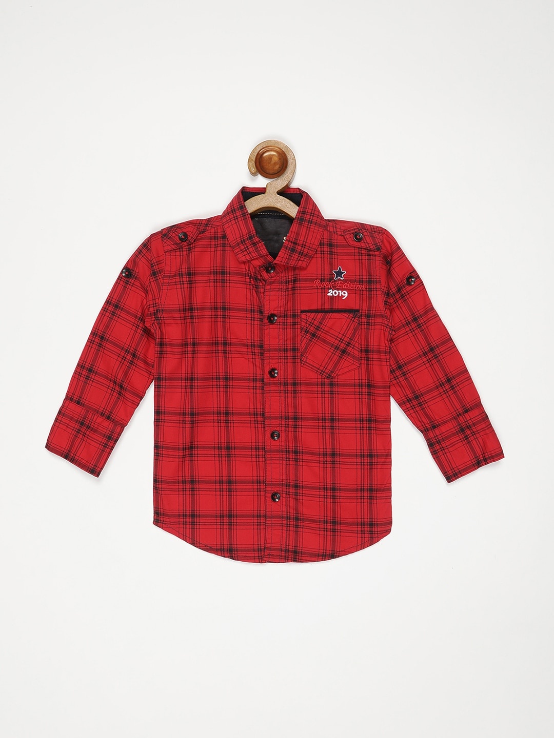 

V2 Value & Variety Boys Windowpane Checks Checked Cotton Casual Shirt, Red