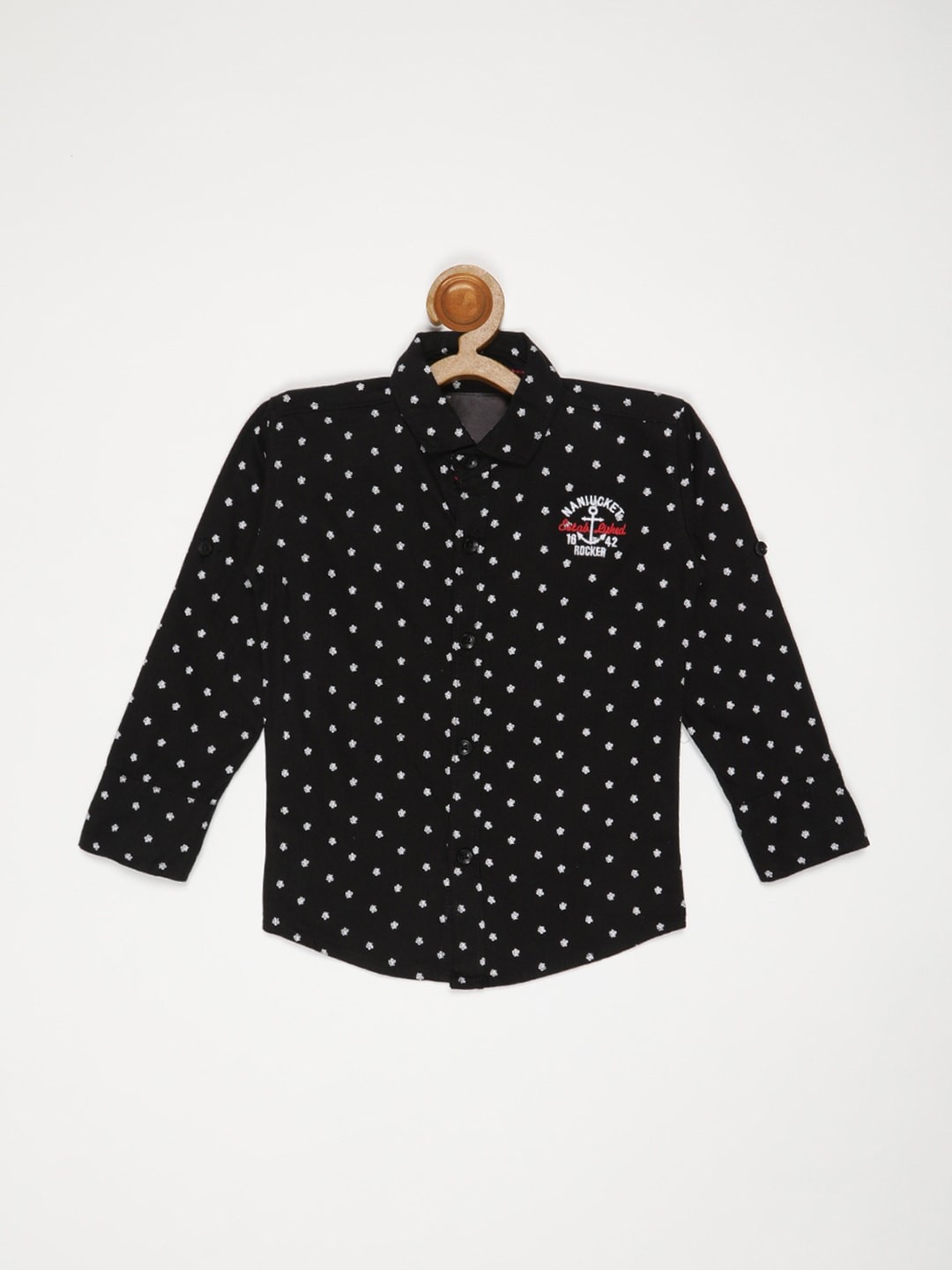 

V2 Value & Variety Boys Printed Casual Shirt, Black