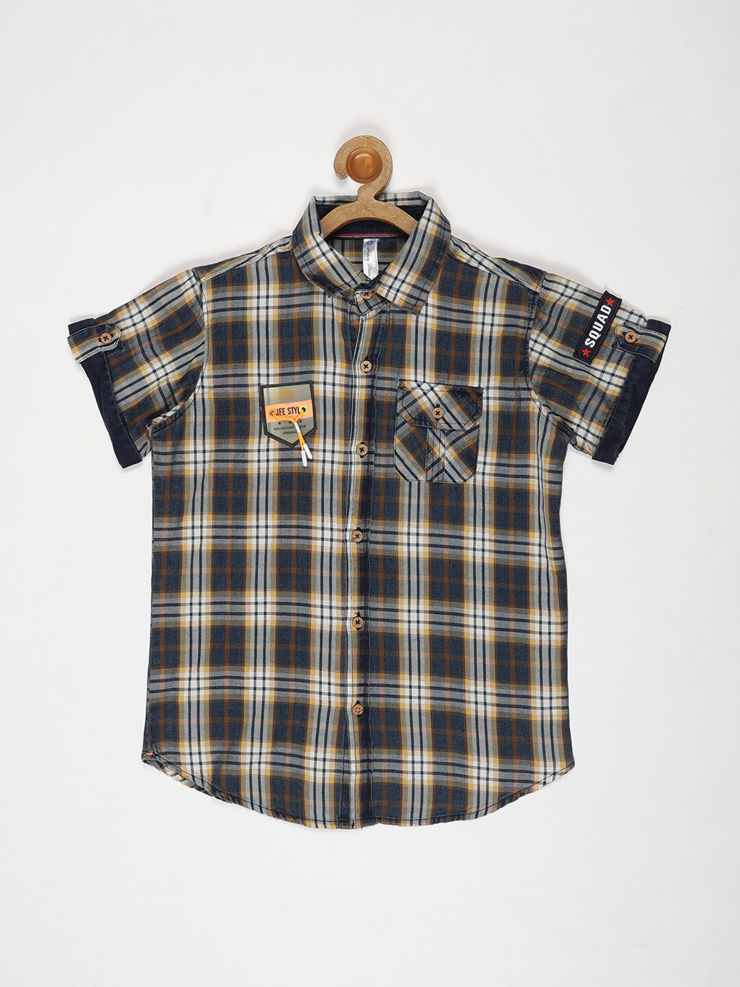 

V2 Value & Variety Boys Tartan Checked Casual Shirt, Yellow