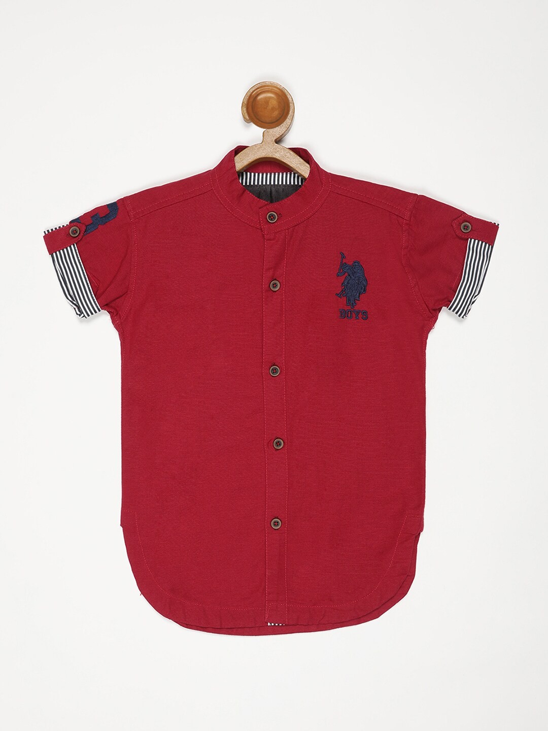

V2 Value & Variety Boys Mandarin Collar Casual Shirt, Maroon