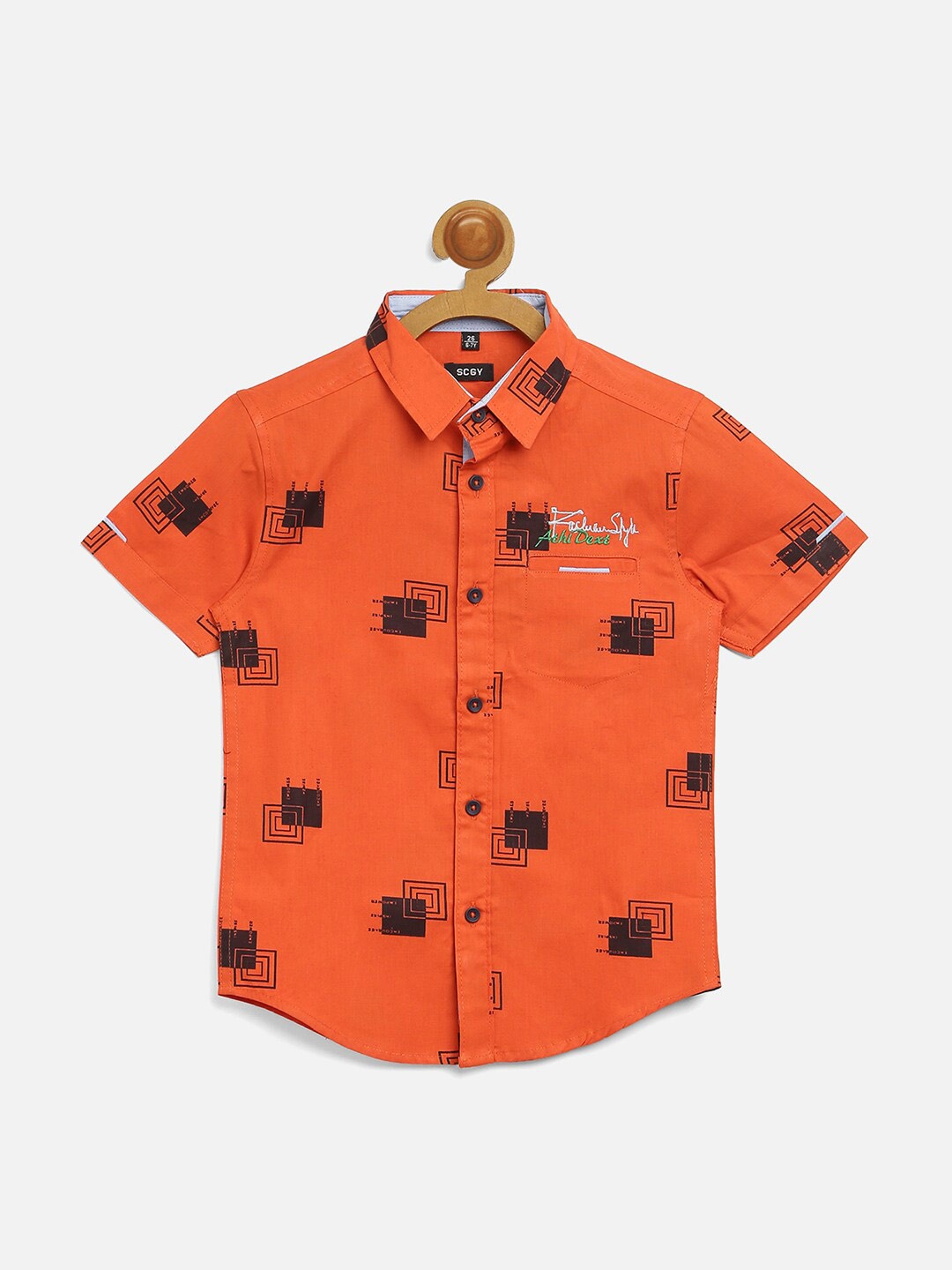 

V2 Value & Variety Boys Printed Casual Shirt, Orange