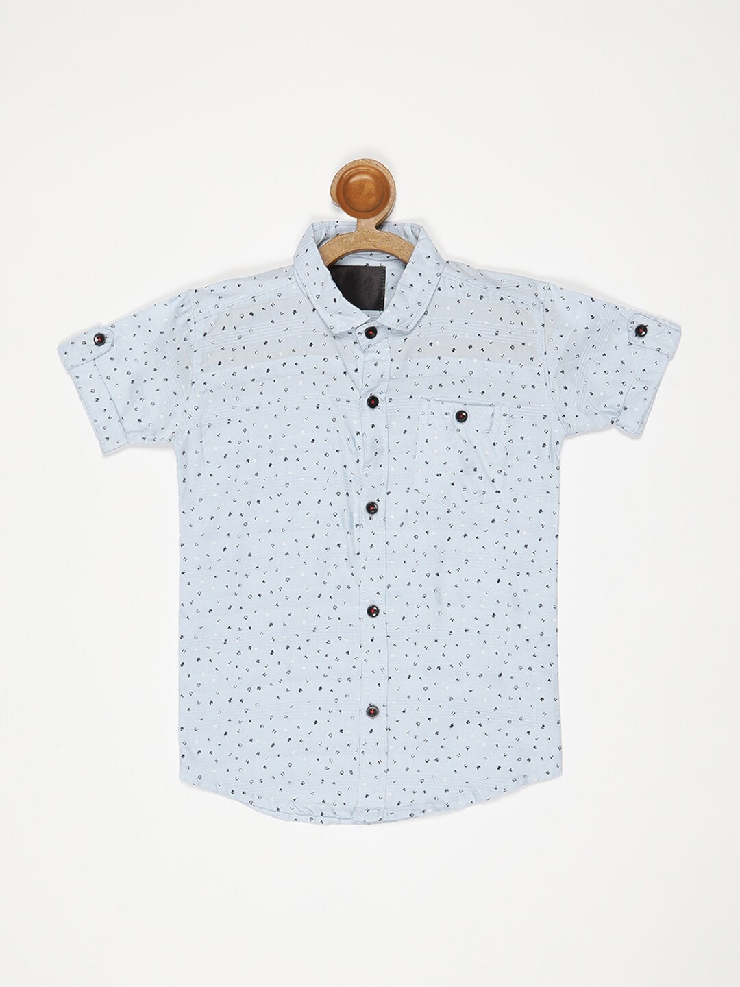 

V2 Value & Variety Boys Printed Casual Cotton Shirt, Blue