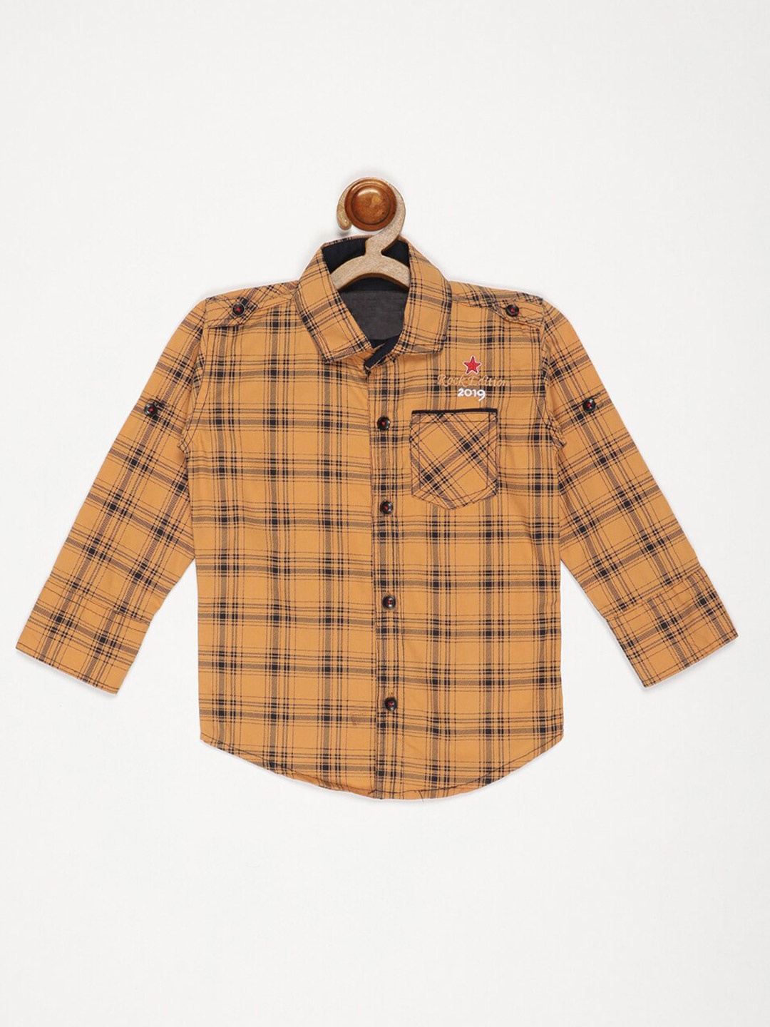 

V2 Value & Variety Boys Mustard Tartan Checked Casual Shirt