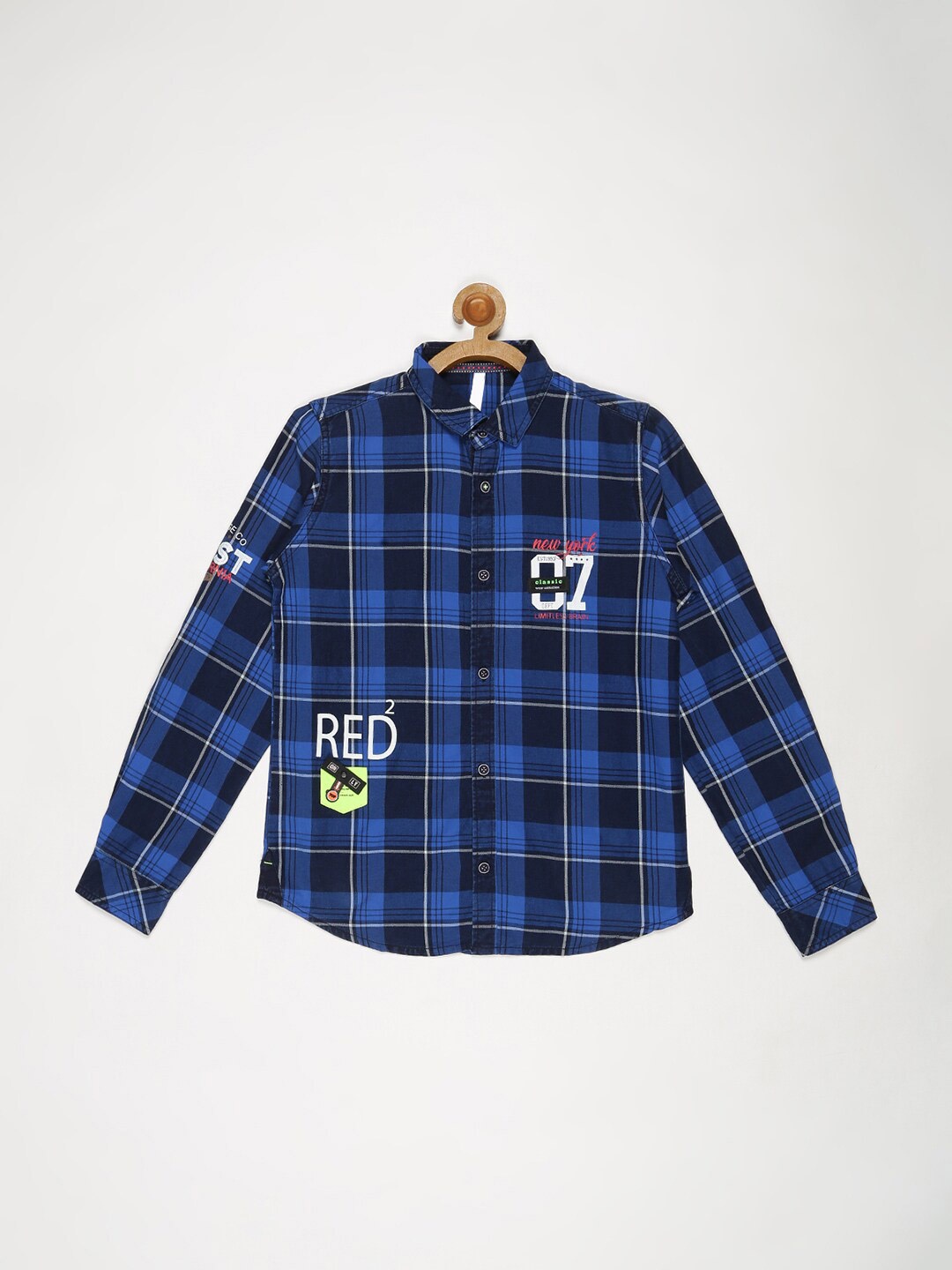 

V2 Value & Variety Boys Tartan Checked Casual Shirt, Blue