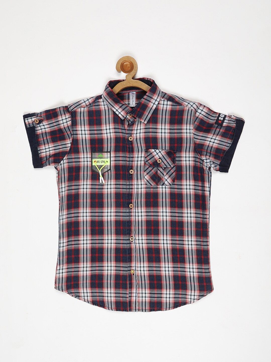 

V2 Value & Variety Boys Tartan Checked Casual Shirt, Red