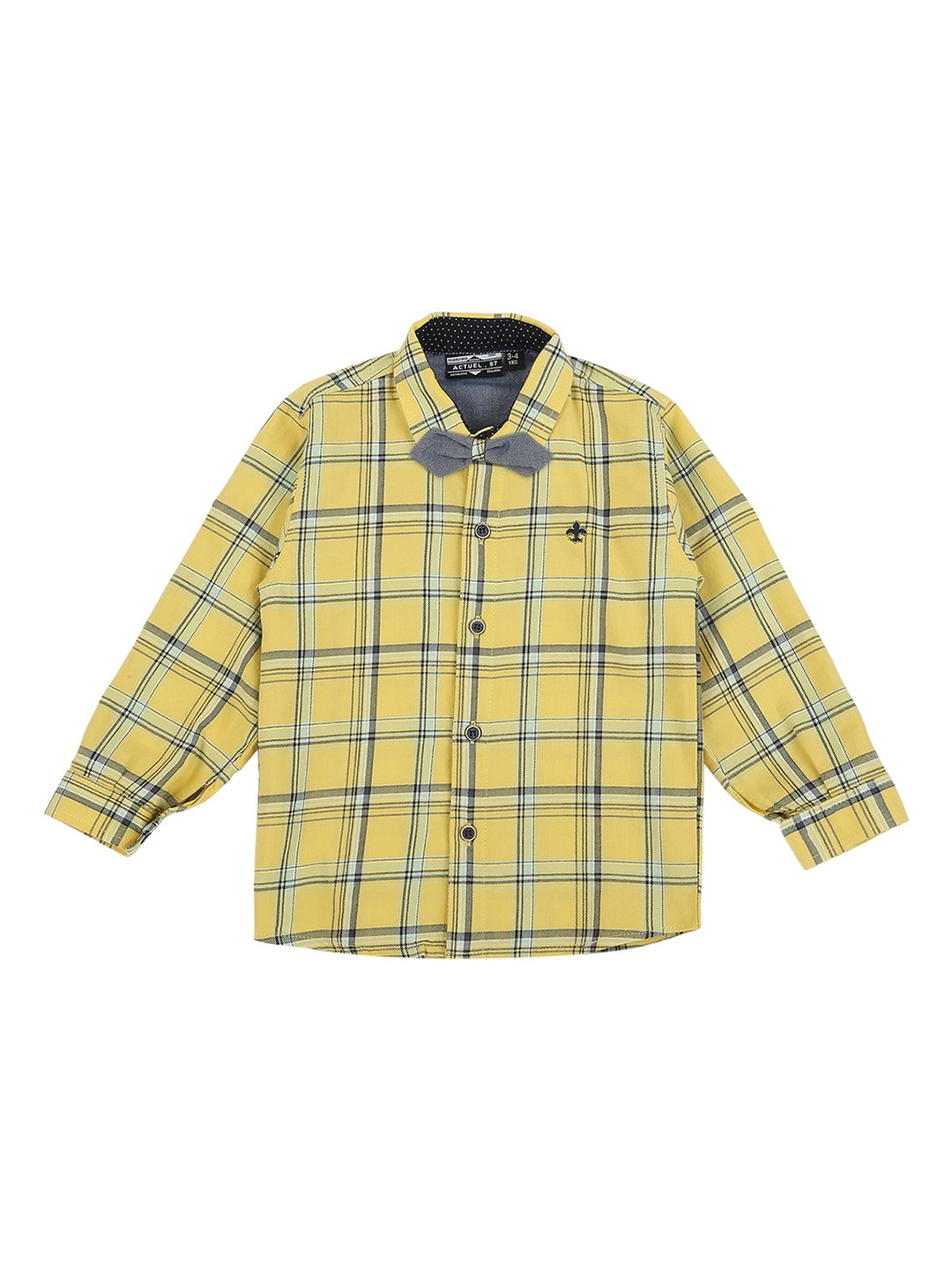 

Actuel Boys Comfort Checked Cotton Casual Shirt With Bow, Yellow