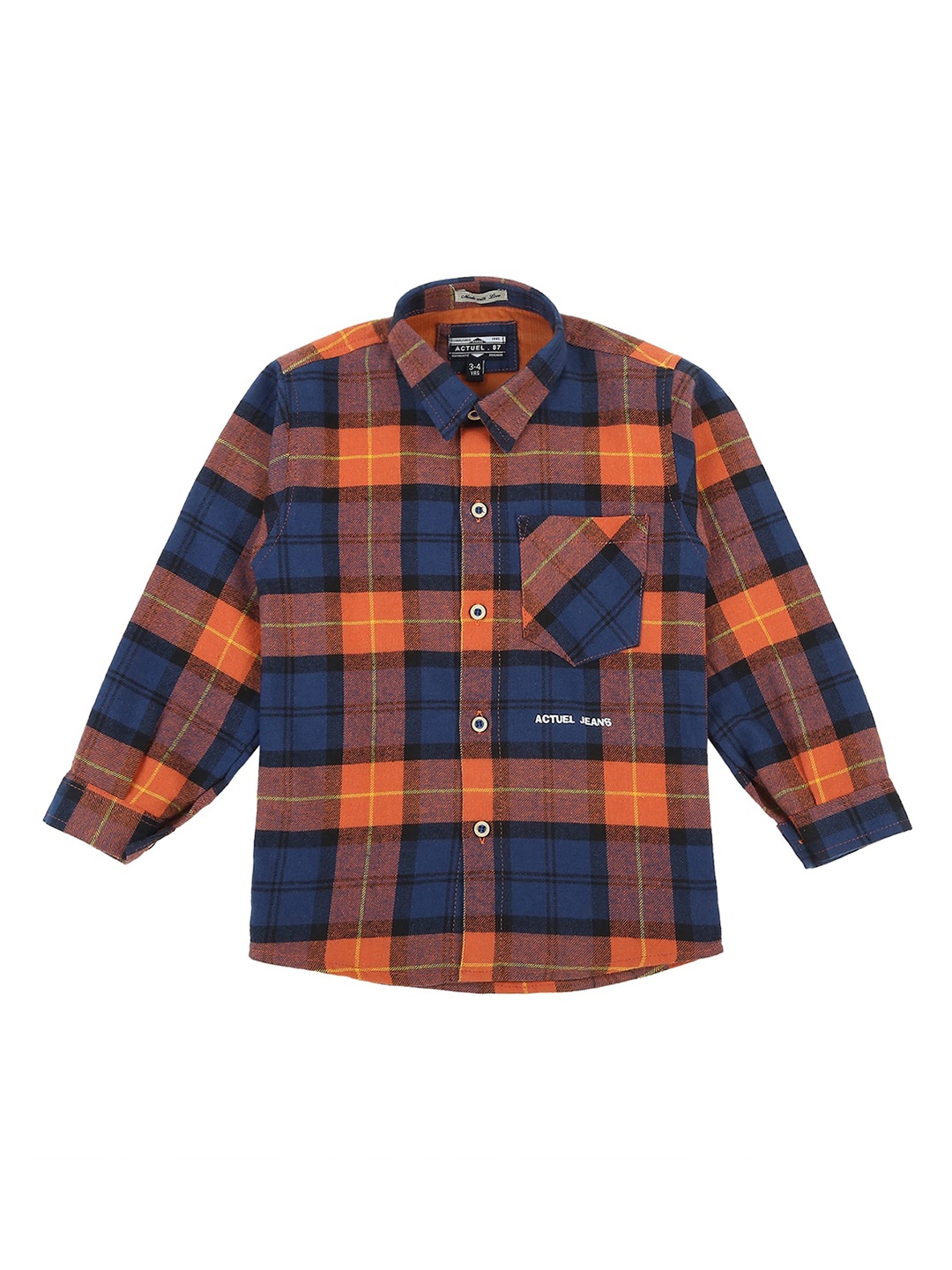 

Actuel Boys Comfort Checked Cotton Casual Shirt, Orange