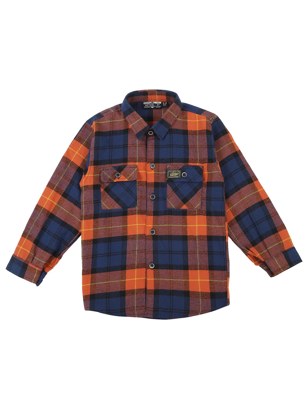 

Actuel Boys Cotton Checked Casual Shirt, Orange