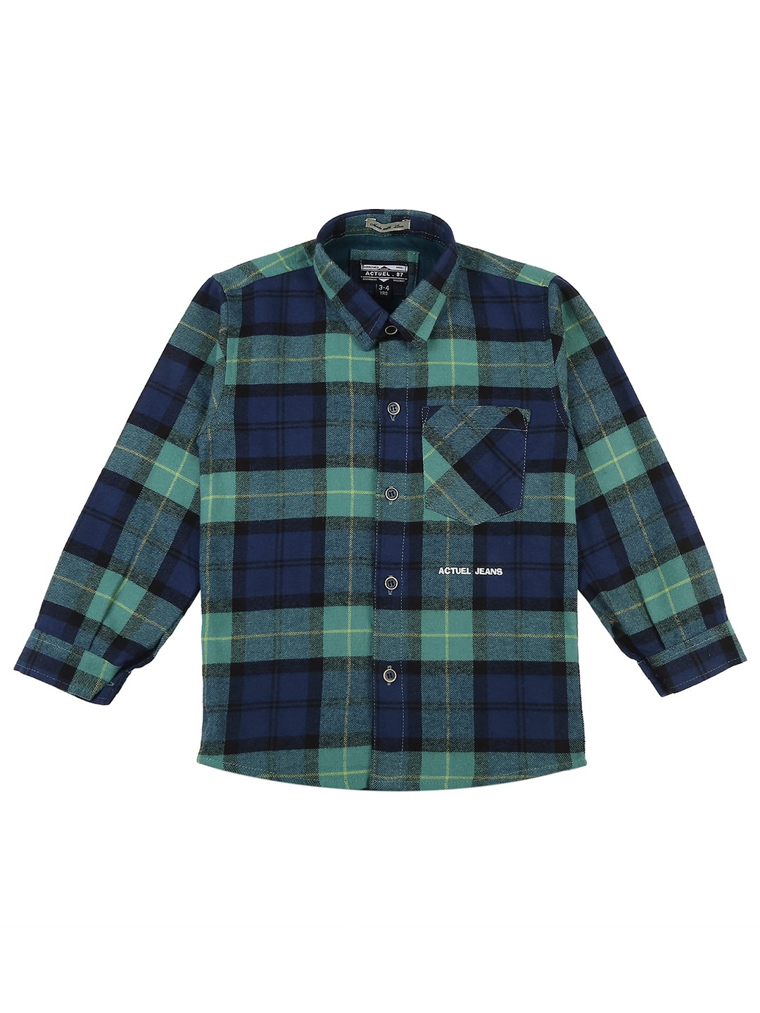 

Actuel Boys Cotton Tartan Checks Checked Casual Shirt, Green