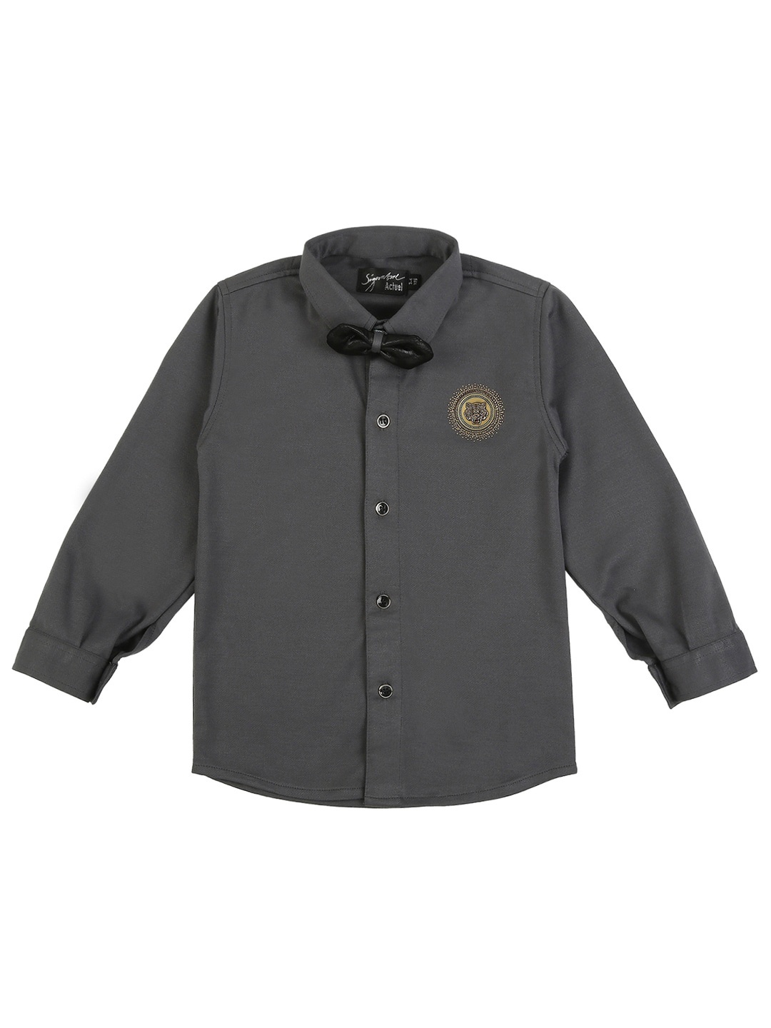 

Actuel Boys Comfort Cotton Casual Shirt With Bow, Grey