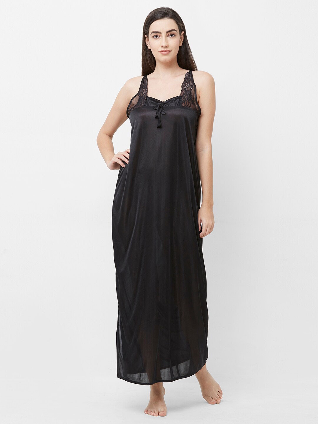 

FashionRack Satin Maxi Nightdress, Black