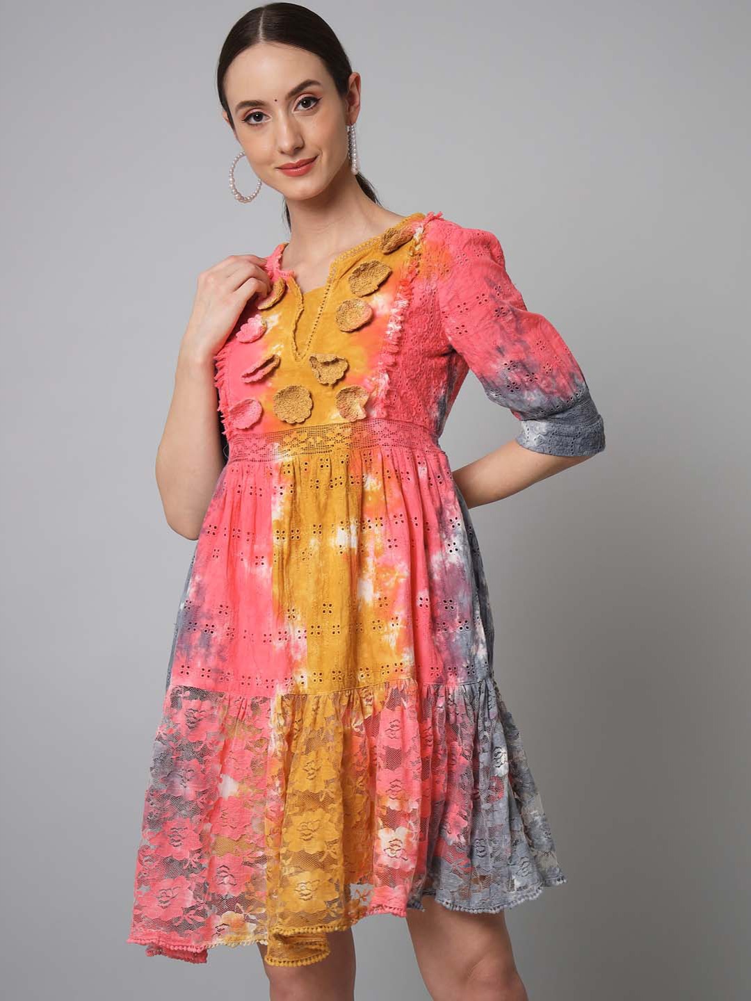 

KALINI Tie and Dye Cotton Dress, Pink