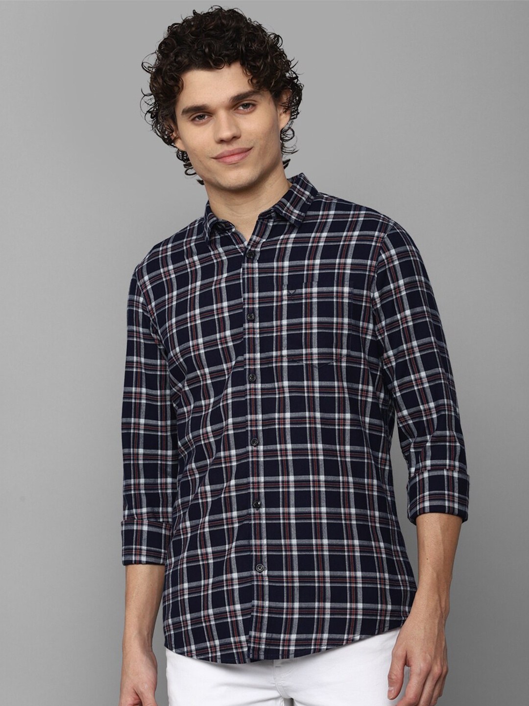 

Allen Solly Men Checked Pure Cotton Casual Shirt, Black