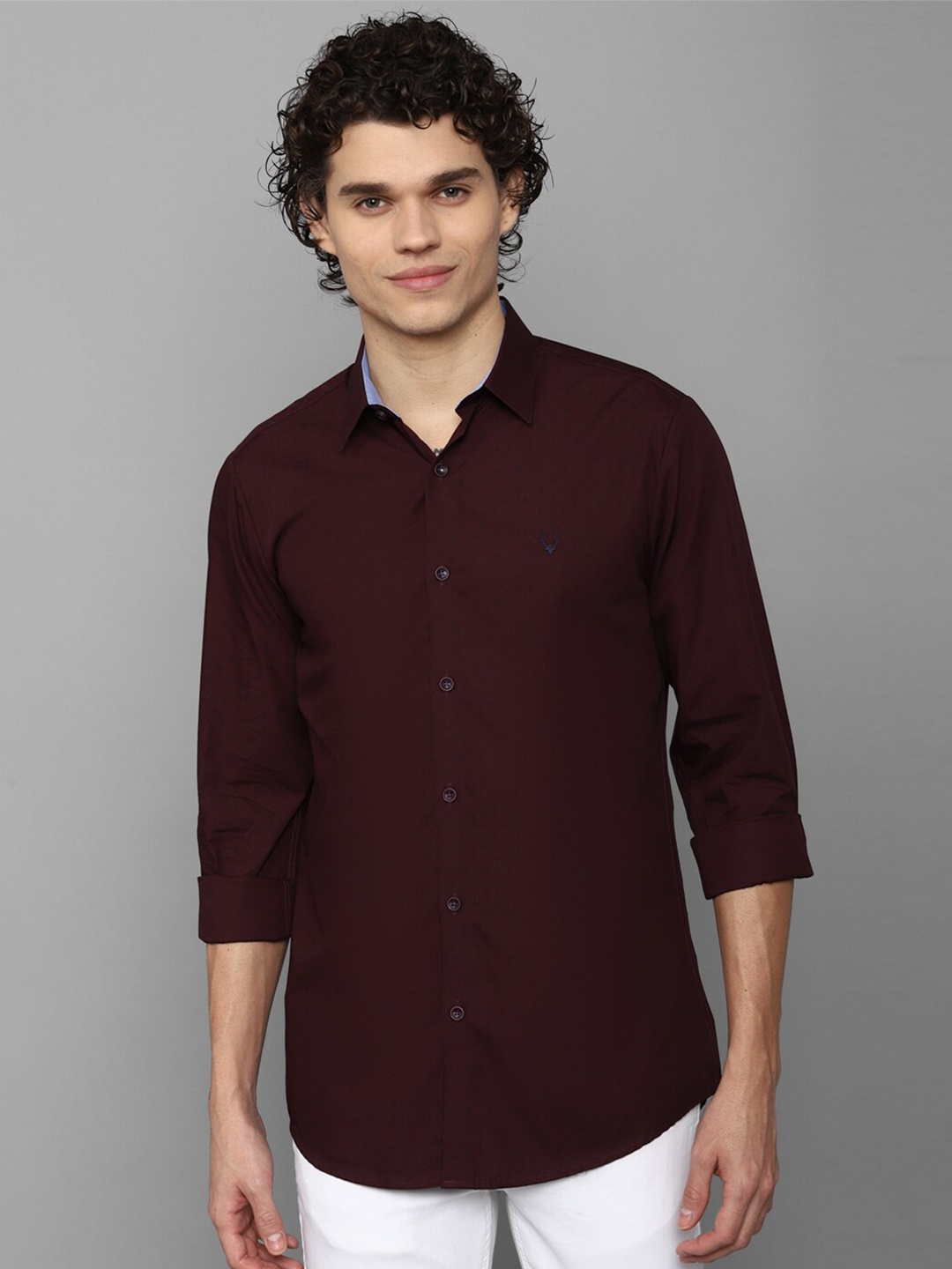 

Allen Solly Men Slim Fit Printed Pure Cotton Casual Shirt, Maroon