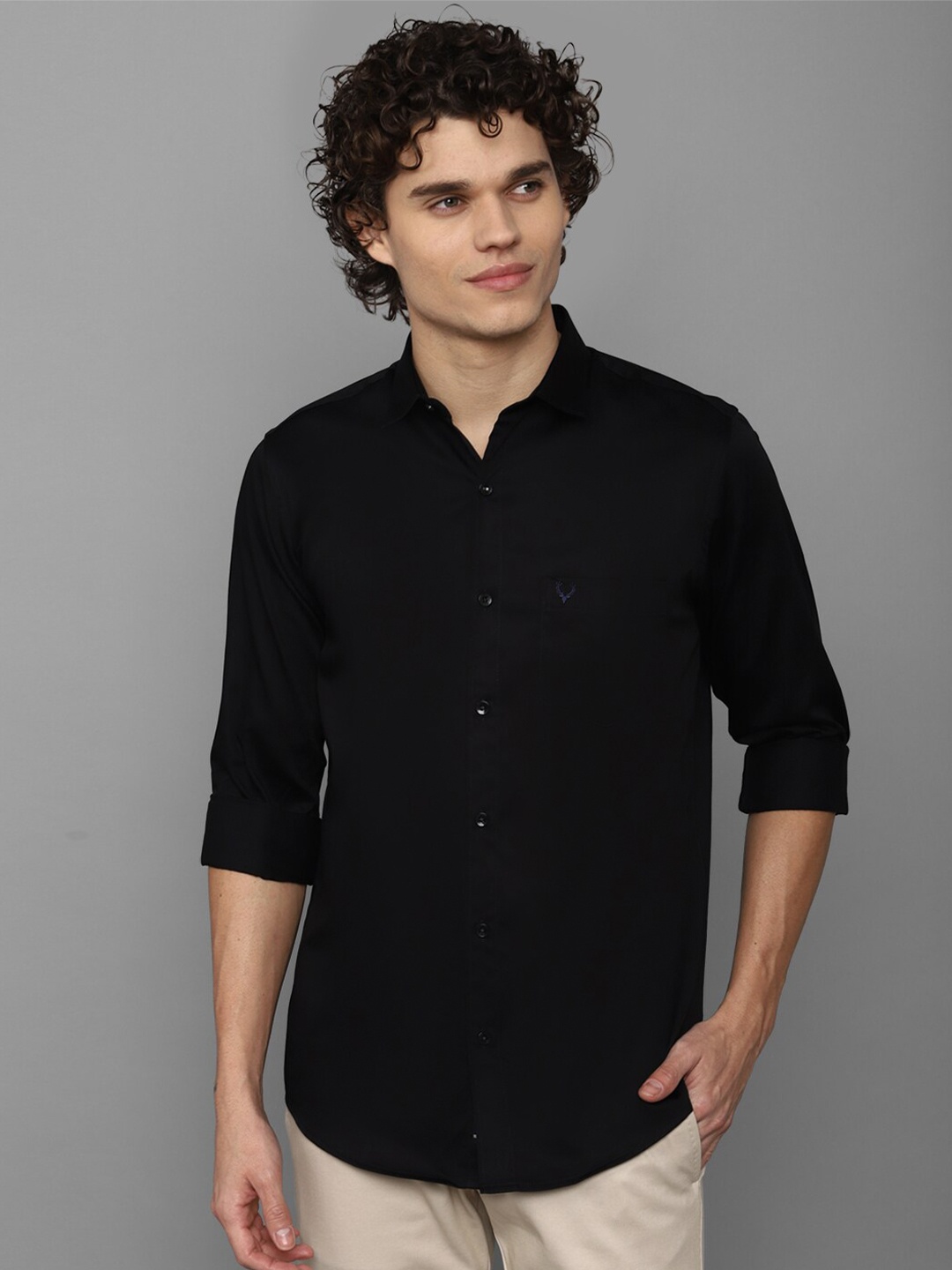 

Allen Solly Men Slim Fit Pure Cotton Casual Shirt, Black