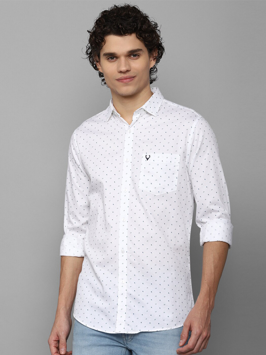 

Allen Solly Men Slim Fit Printed Pure Cotton Casual Shirt, White