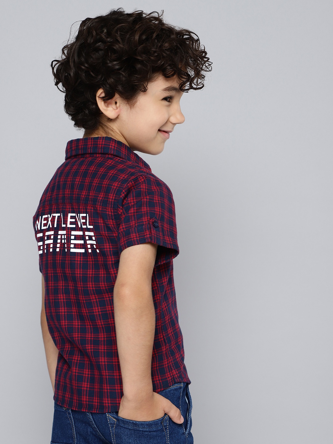 

HERE&NOW Boys Checked Pure Cotton Casual Shirt, Red