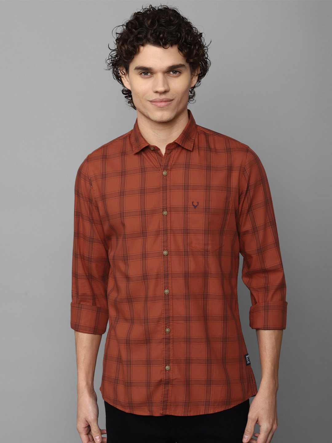 

Allen Solly Sport Men Pure Cotton Checked Casual Shirt, Rust