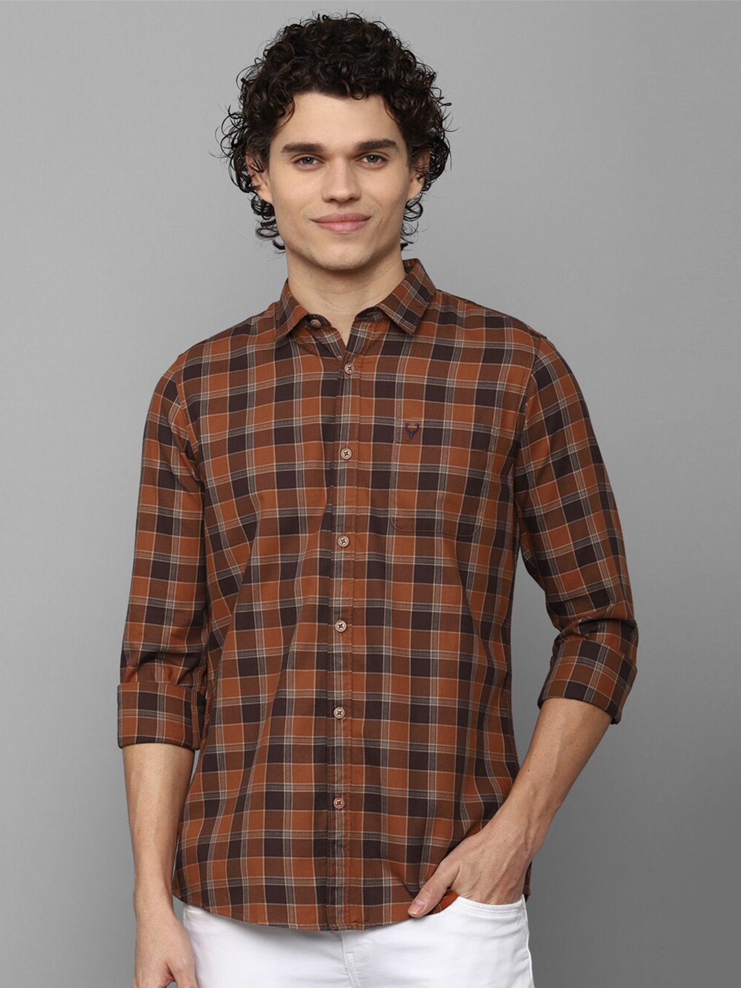 

Allen Solly Sport Men Pure Cotton Checked Casual Shirt, Brown