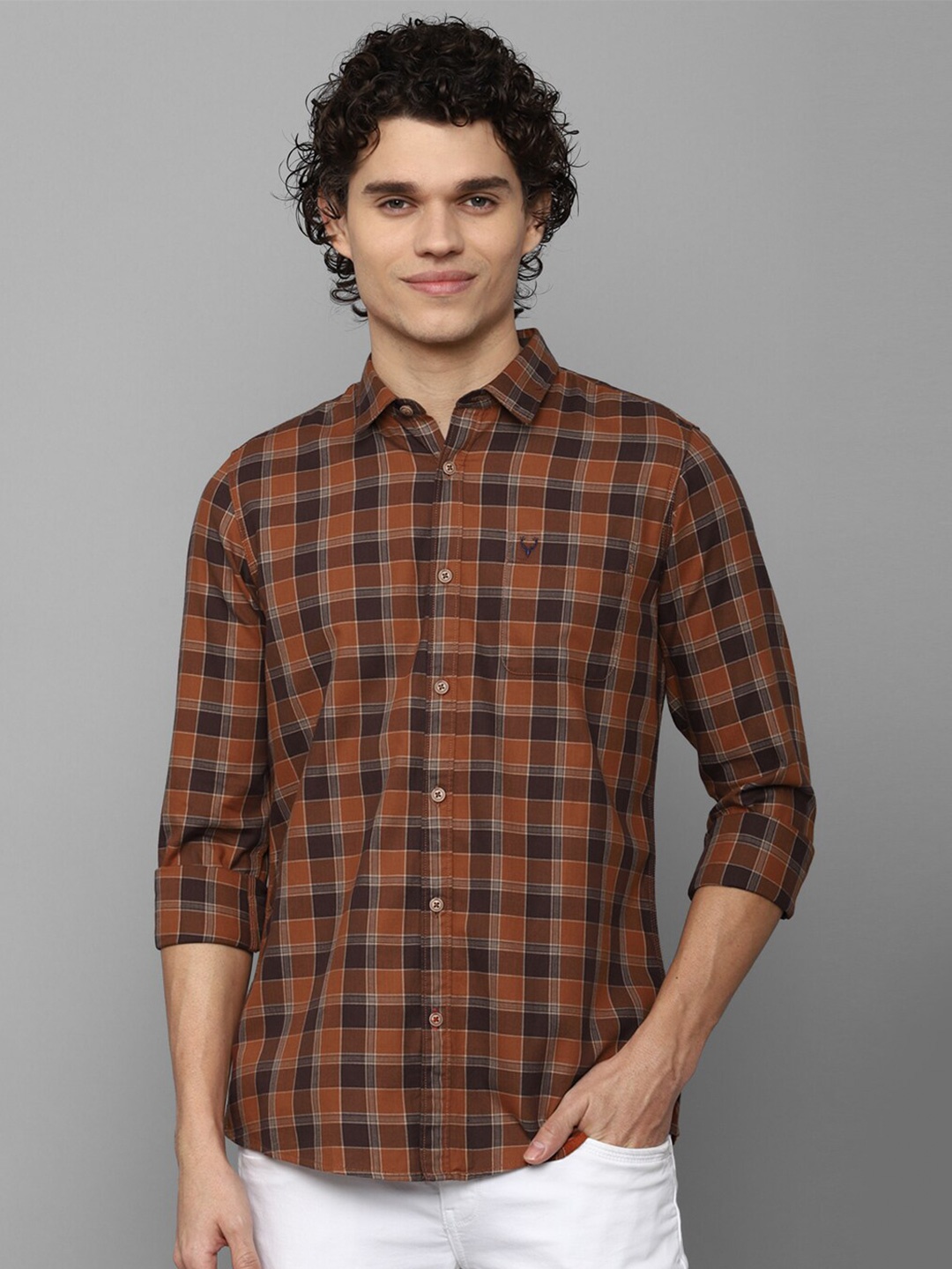 

Allen Solly Sport Men Pure Cotton Checked Casual Shirt, Brown