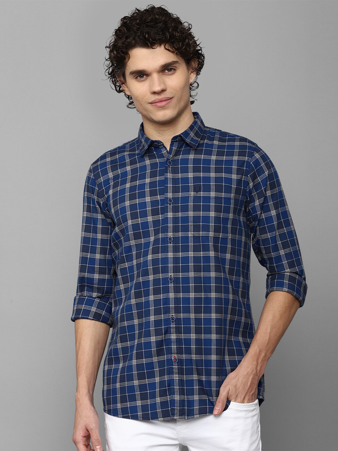 

Allen Solly Sport Men Pure Cotton Tartan Checks Checked Casual Shirt, Blue