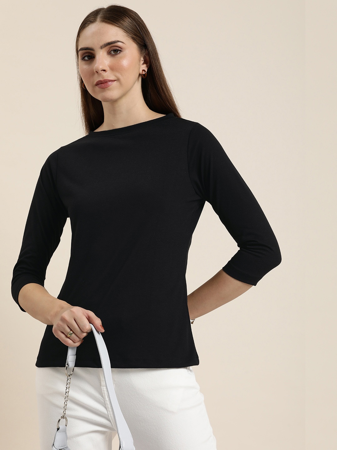 

her by invictus Round Neck T-shirt, Black
