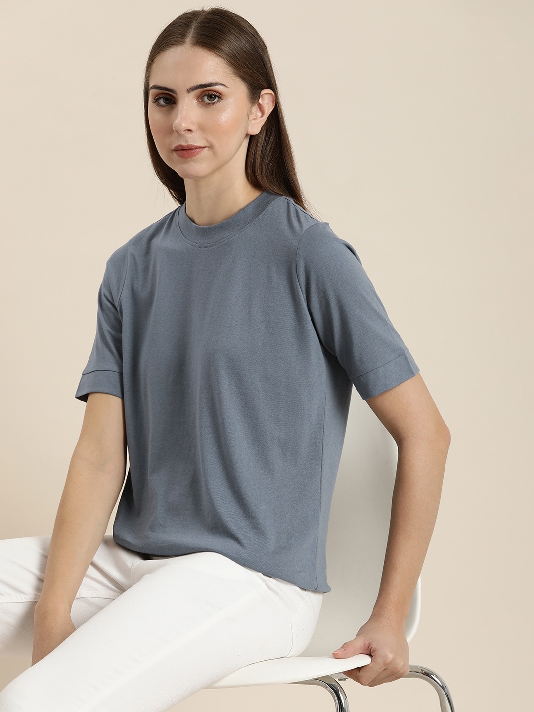 

her by invictus Round Neck T-shirt, Grey