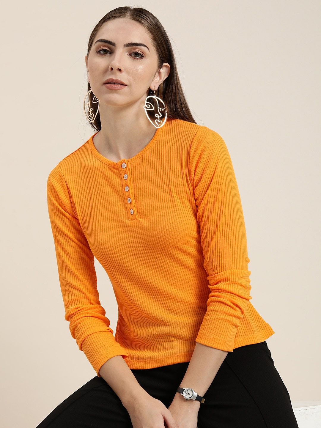 

her by invictus Ribbed T-shirt, Orange
