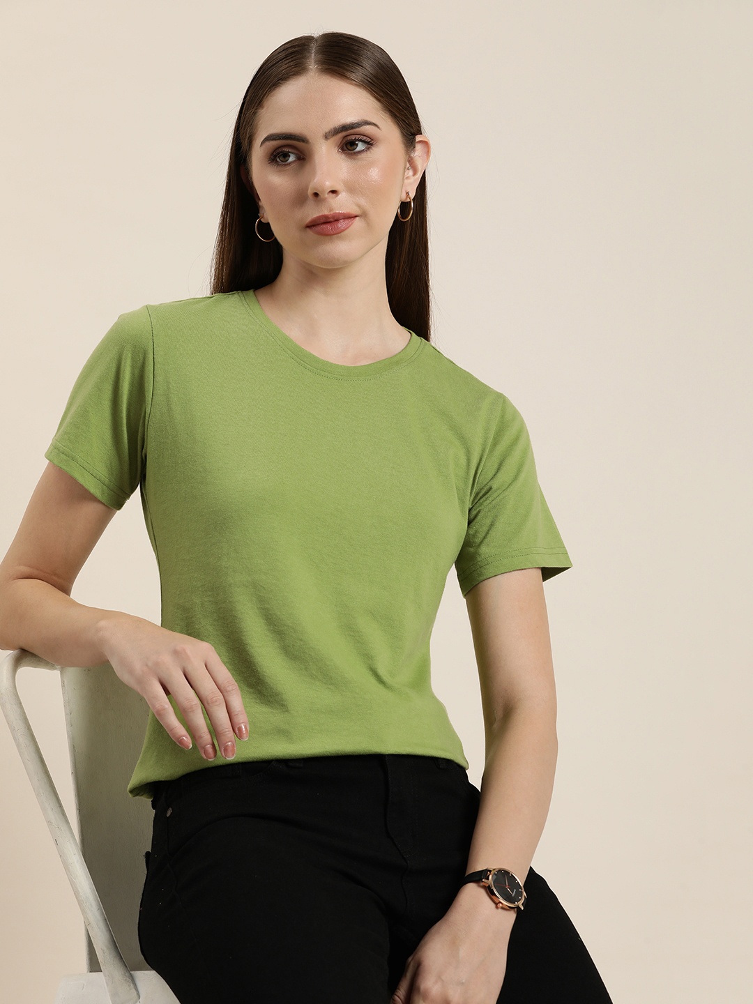 

her by invictus Round Neck T-shirt, Green