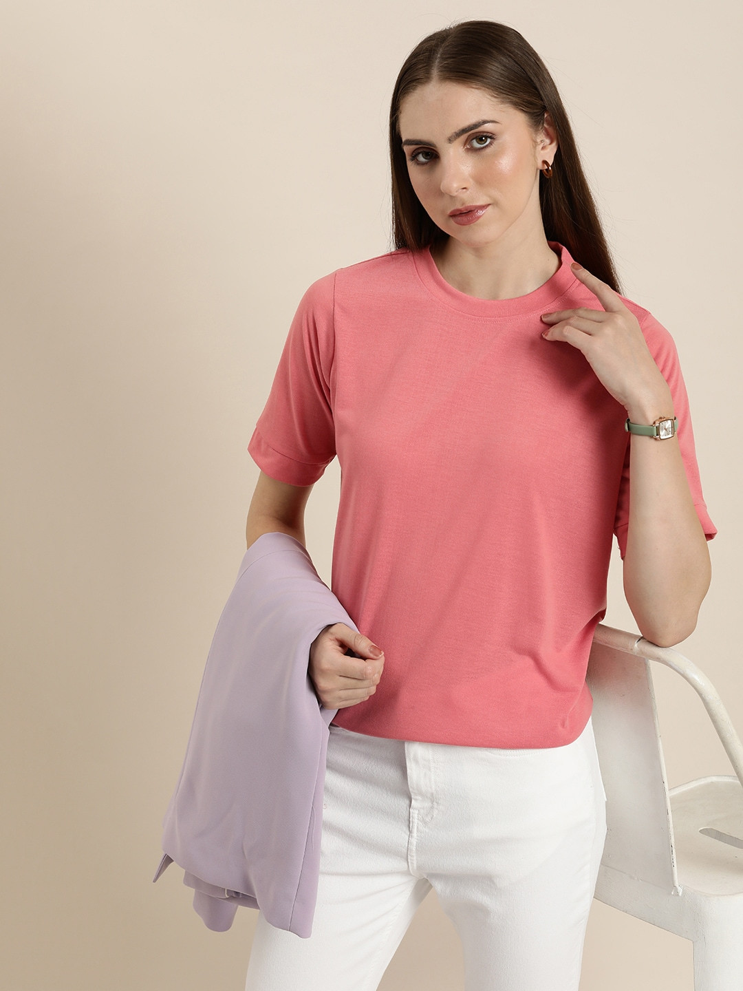 

her by invictus Round Neck T-shirt, Pink
