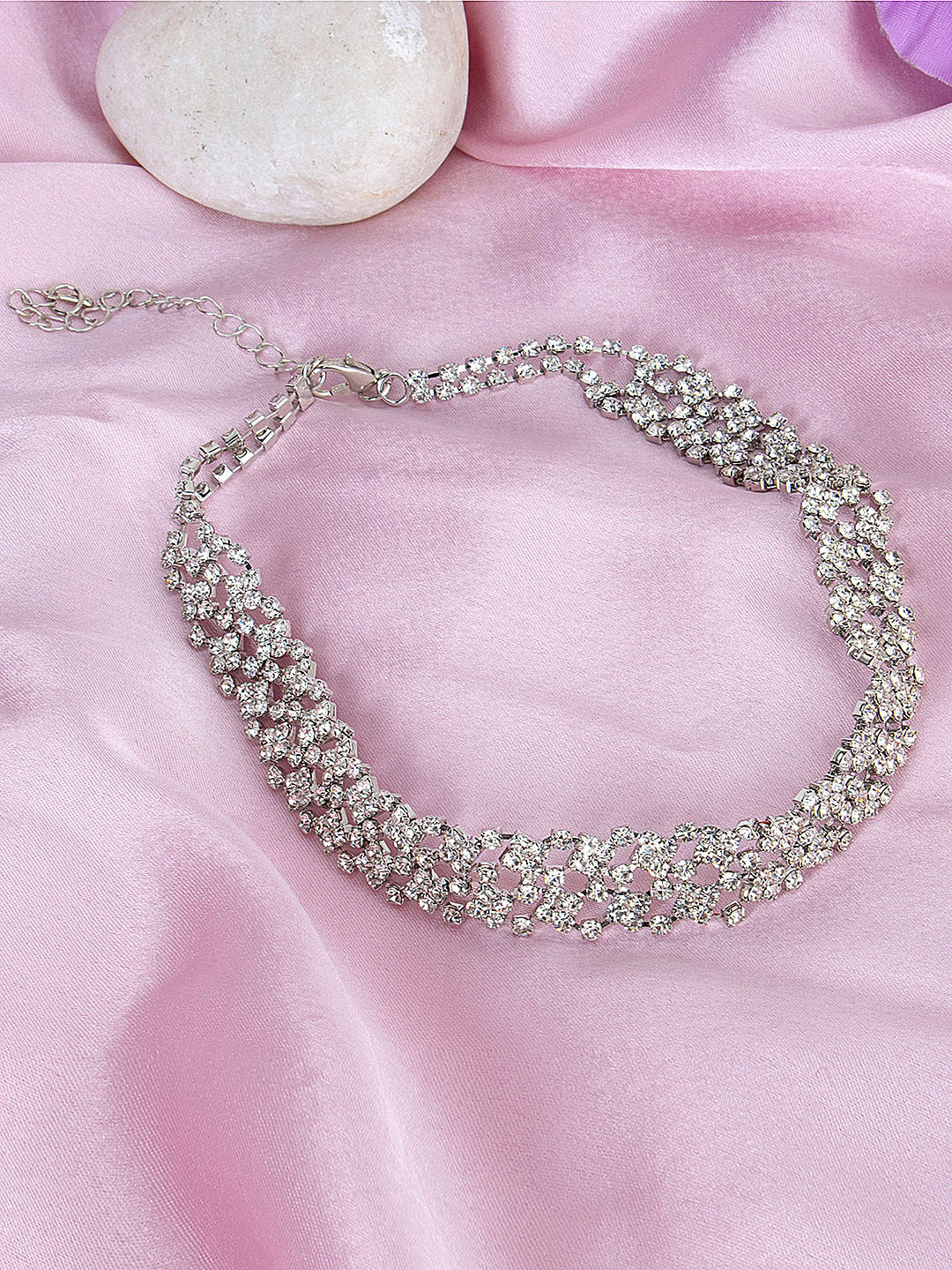 

Kazo Silver-Toned & White Silver-Plated Necklace