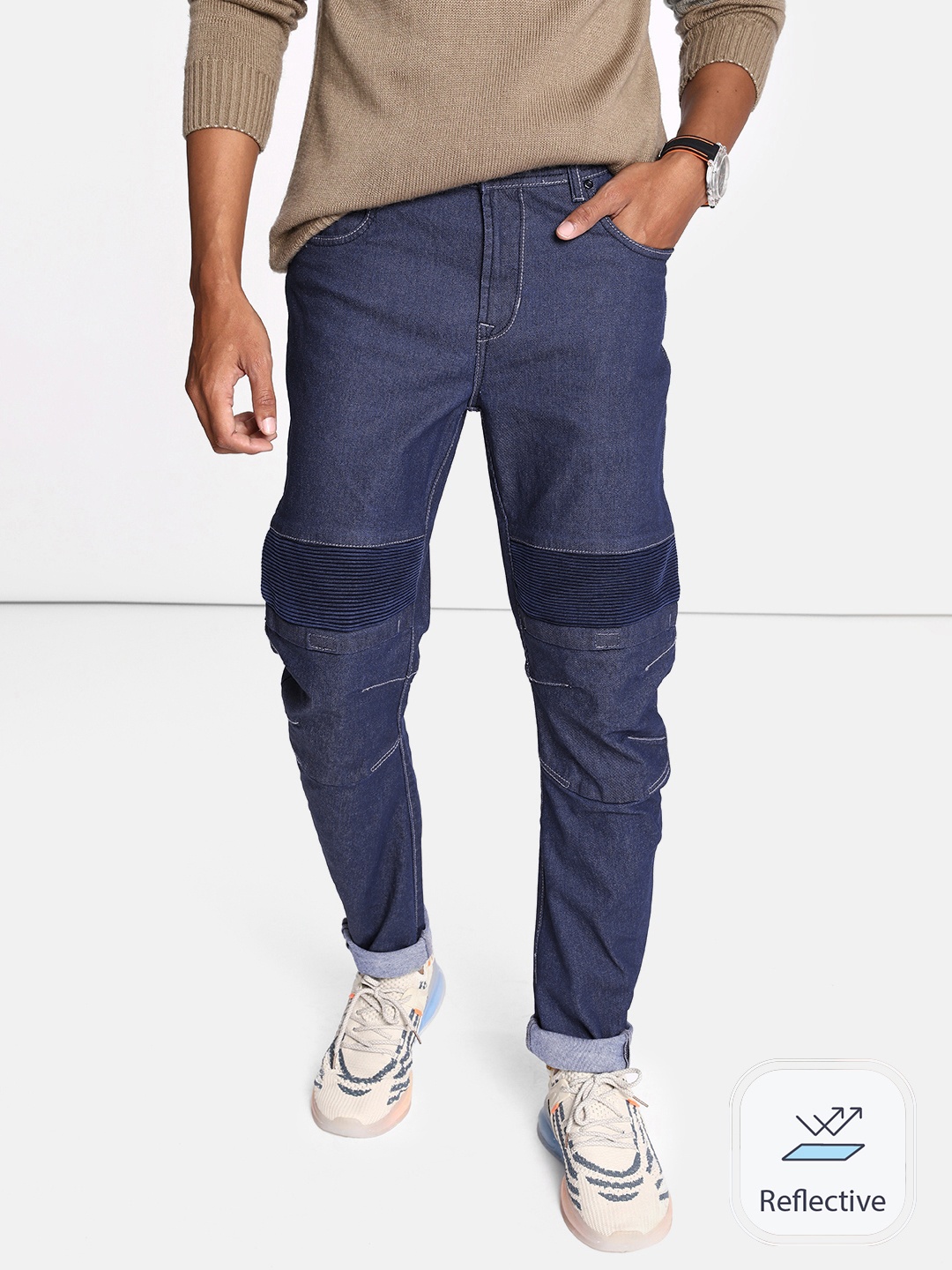 

The Roadster Life Co. Men Light Fade Stretchable Biker Jeans, Blue