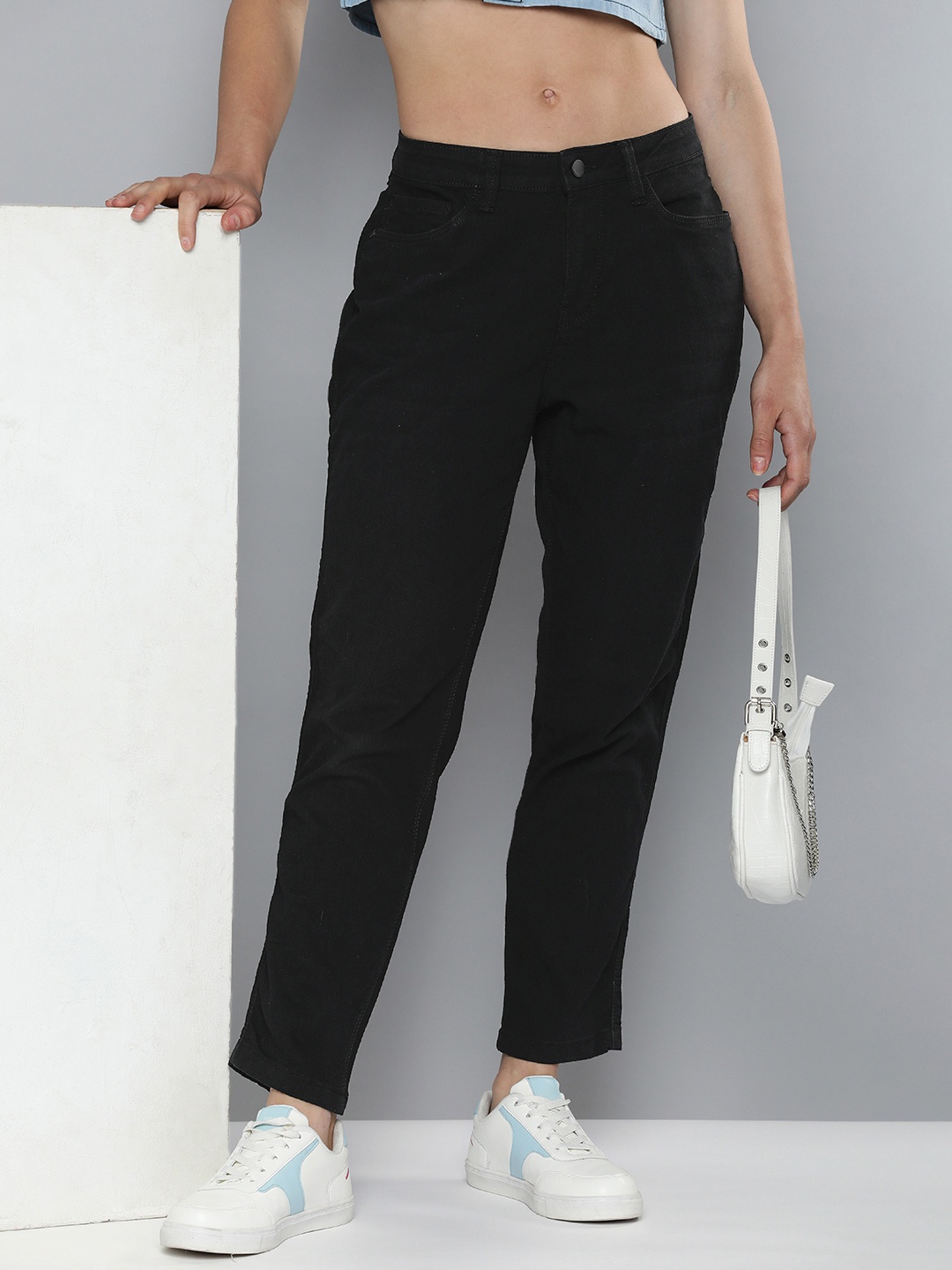 

HERE&NOW Women High-Rise Stretchable Jeans, Black