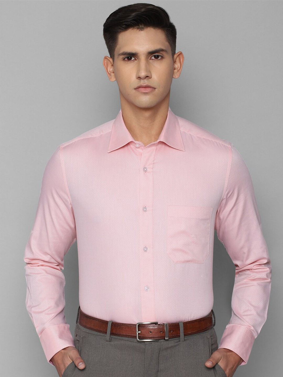 

Louis Philippe Men Cotton Textured Slim Fit Formal Shirt, Pink