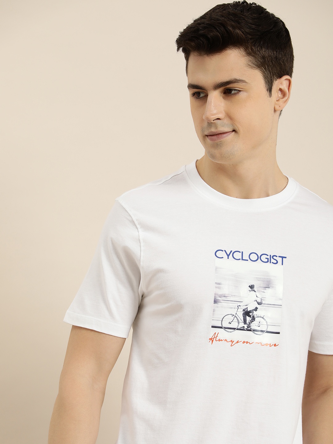 

INVICTUS Graphic Printed Pure Cotton T-shirt, White