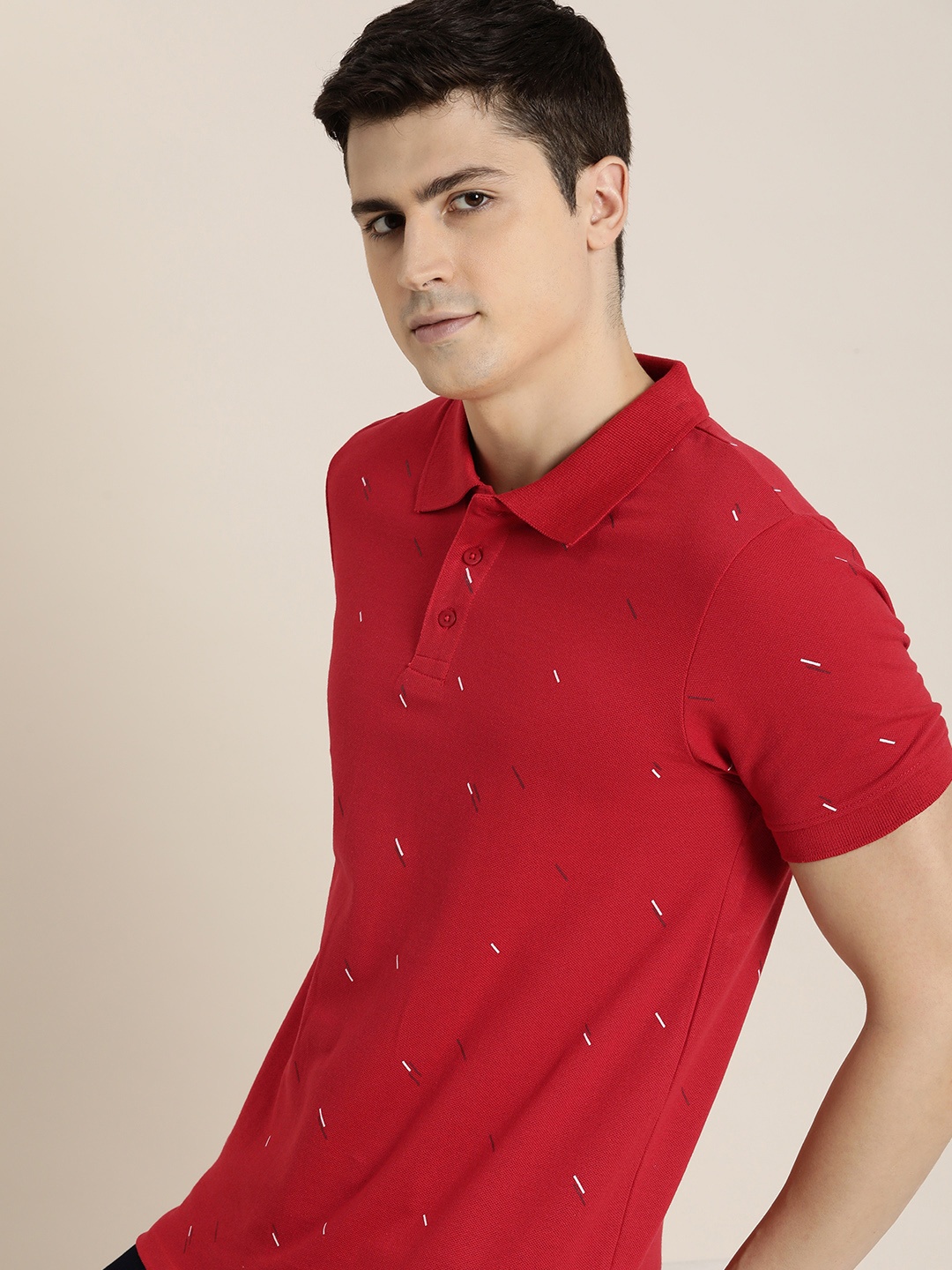 

INVICTUS Printed Polo Collar T-shirt, Red