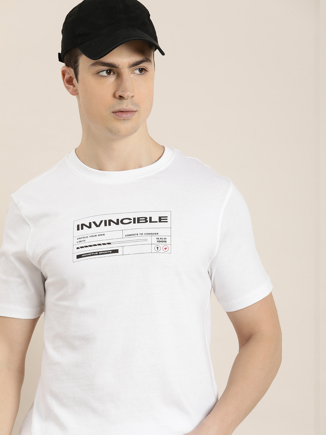 

INVICTUS Graphic Printed Pure Cotton T-shirt, White
