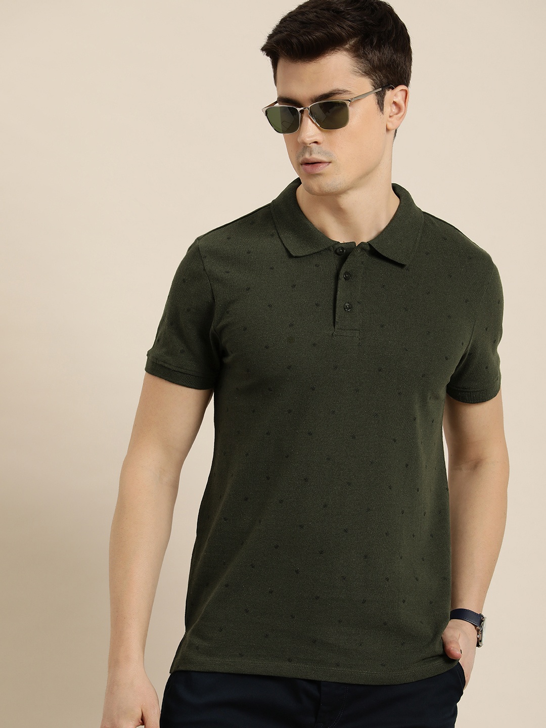 

INVICTUS Printed Polo Collar T-shirt, Olive