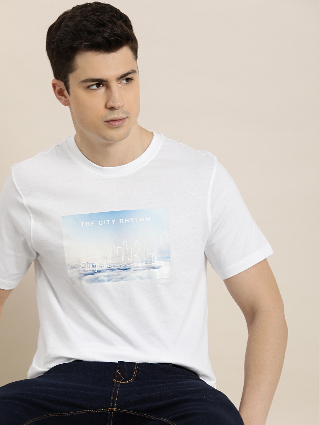 

INVICTUS Graphic Printed Pure Cotton T-shirt, White