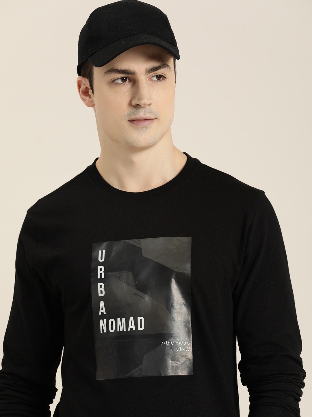 

INVICTUS Graphic Printed Pure Cotton T-shirt, Black