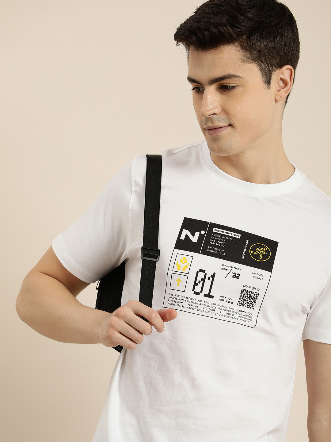 

INVICTUS Graphic Printed Pure Cotton T-shirt, White