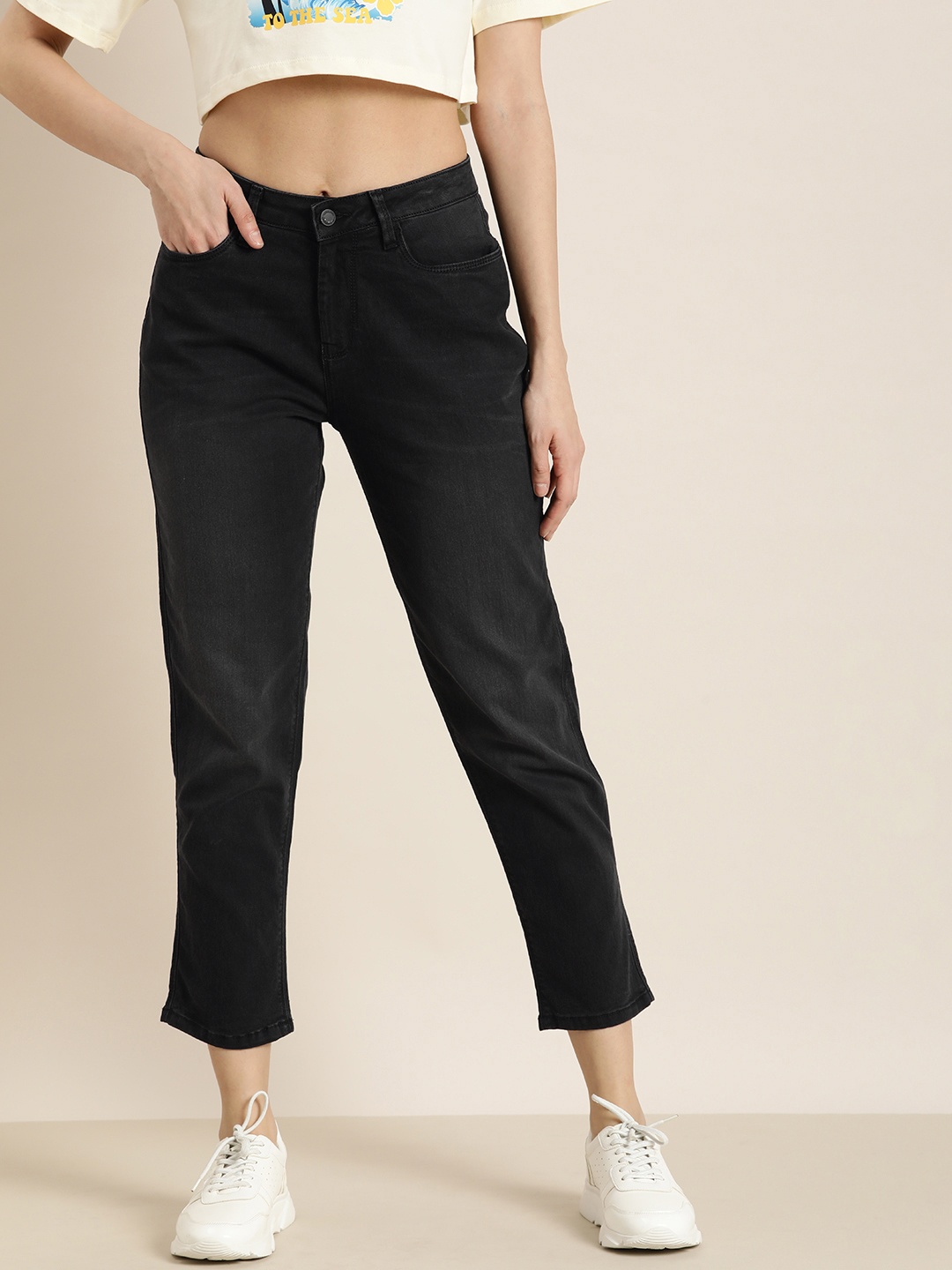 

Moda Rapido Tapered Fit High-Rise Stretchable Jeans, Black