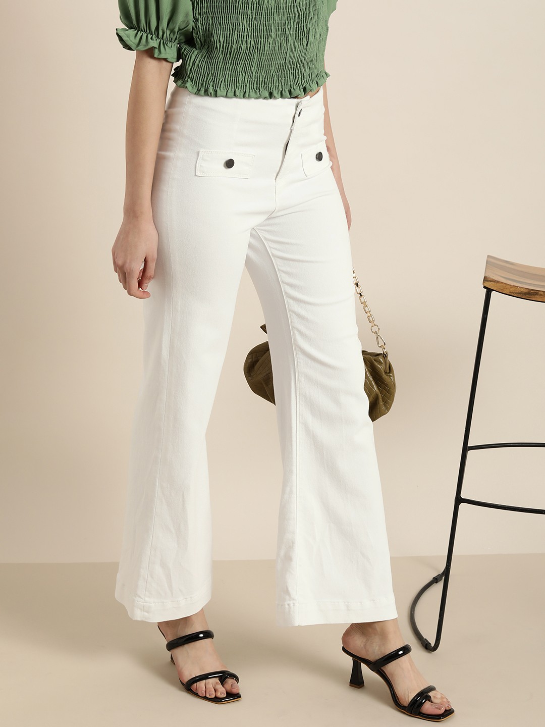 

Moda Rapido Wide Leg Stretchable Jeans, White