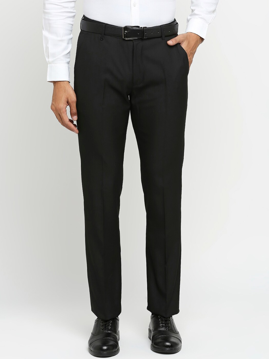 

Solemio Men Slim Fit Easy Wash Formal Trousers, Black