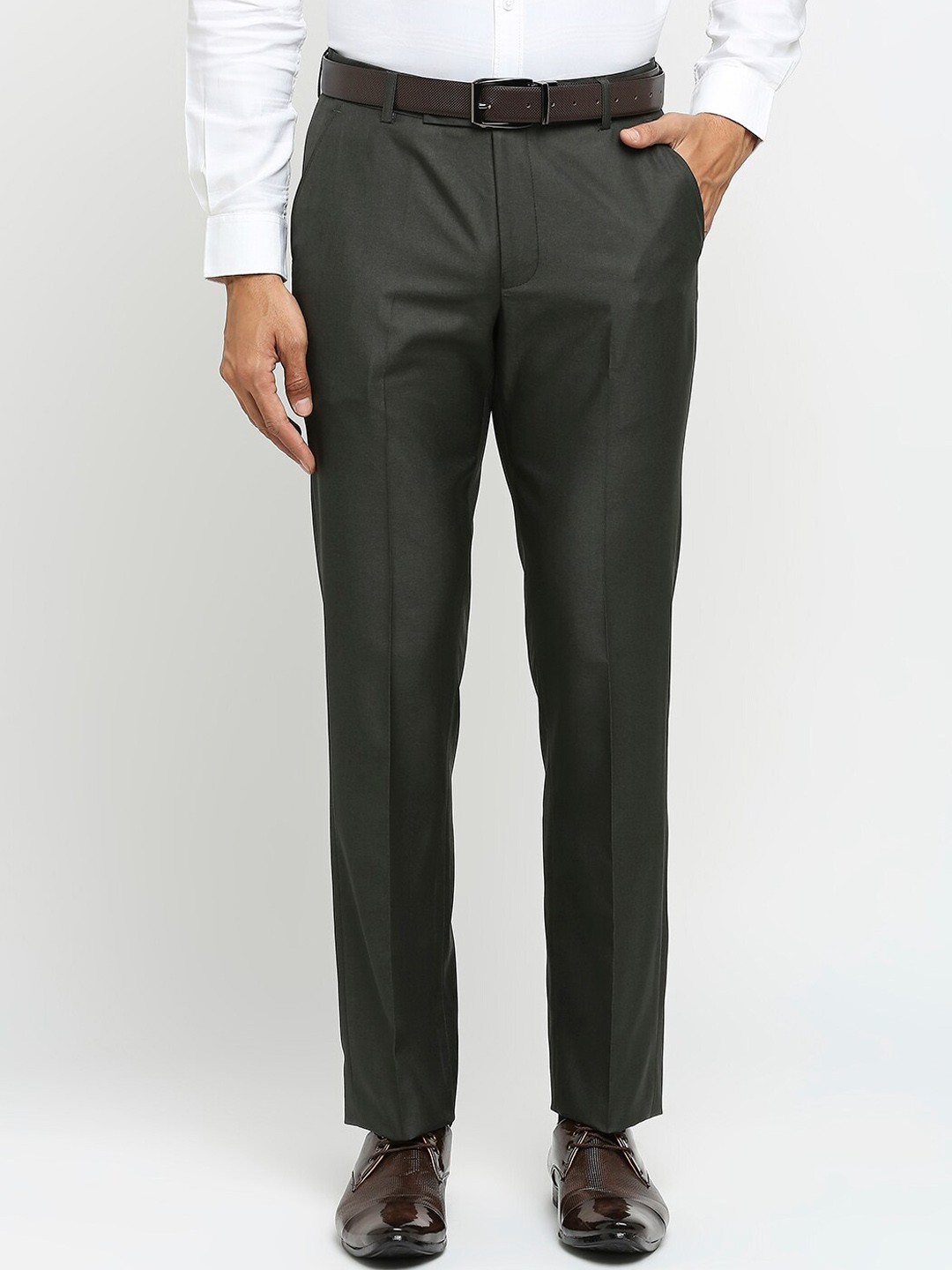 

Solemio Men Slim Fit Easy Wash Formal Trousers, Black