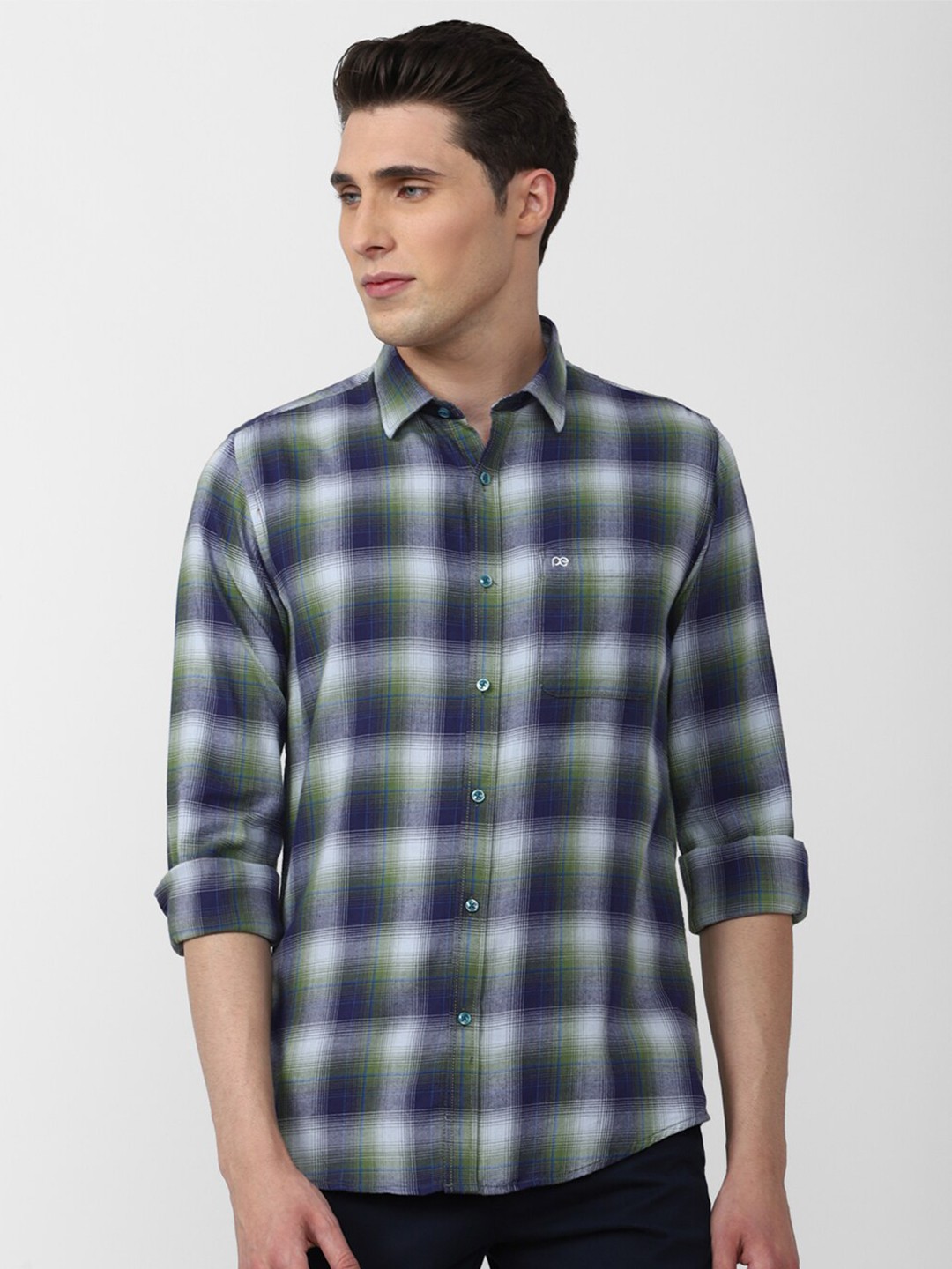 

Peter England Casuals Men Slim Fit Tartan Checked Casual Shirt, Green